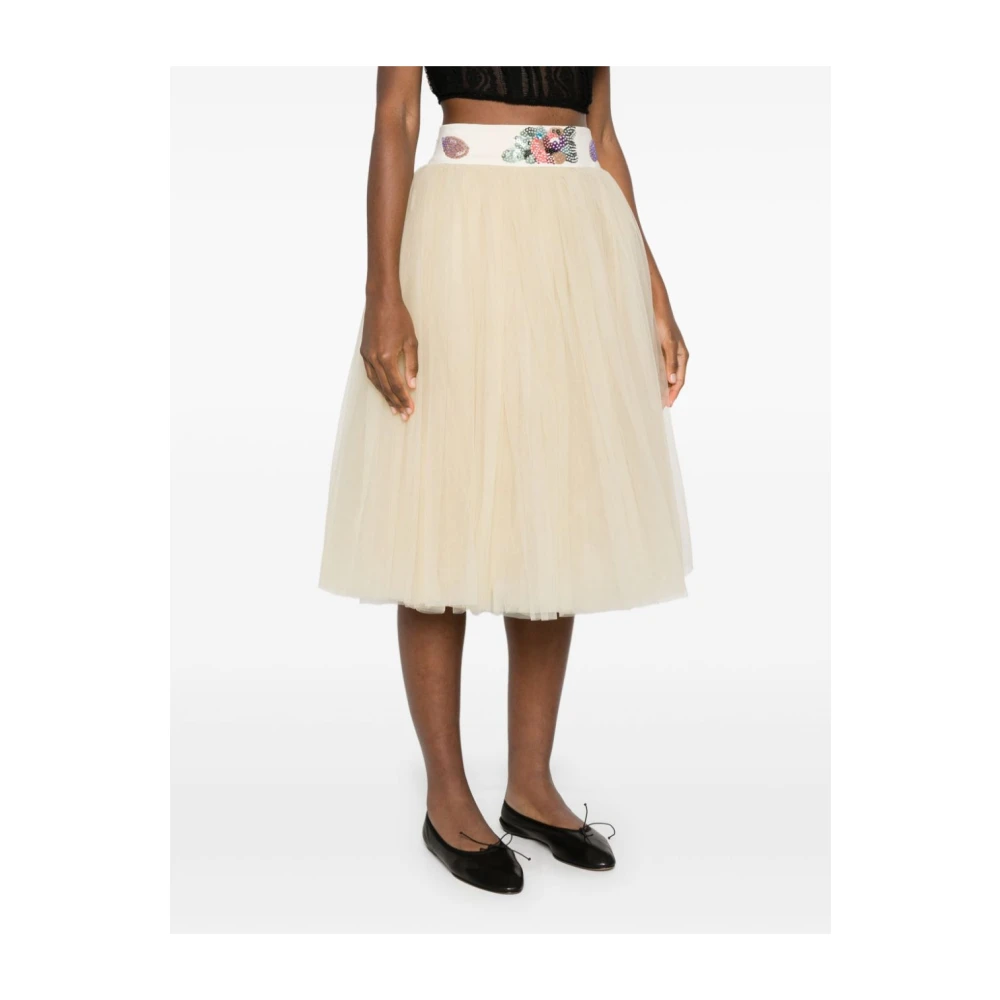 Bode Zonsondergang Lily Paillet Rok Beige Dames