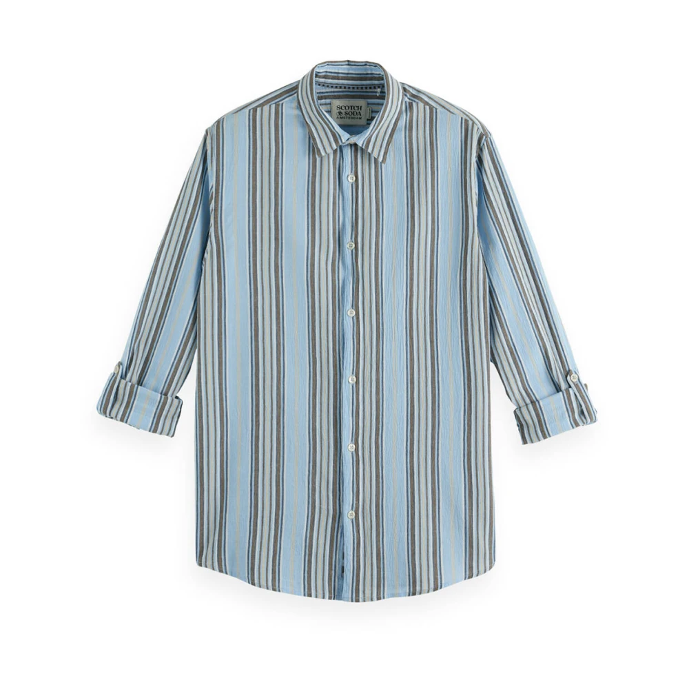 Scotch & Soda Gekreukeld gestreept Overshirt Blue Heren