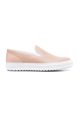 Beige Läder Slip-On Sneakers