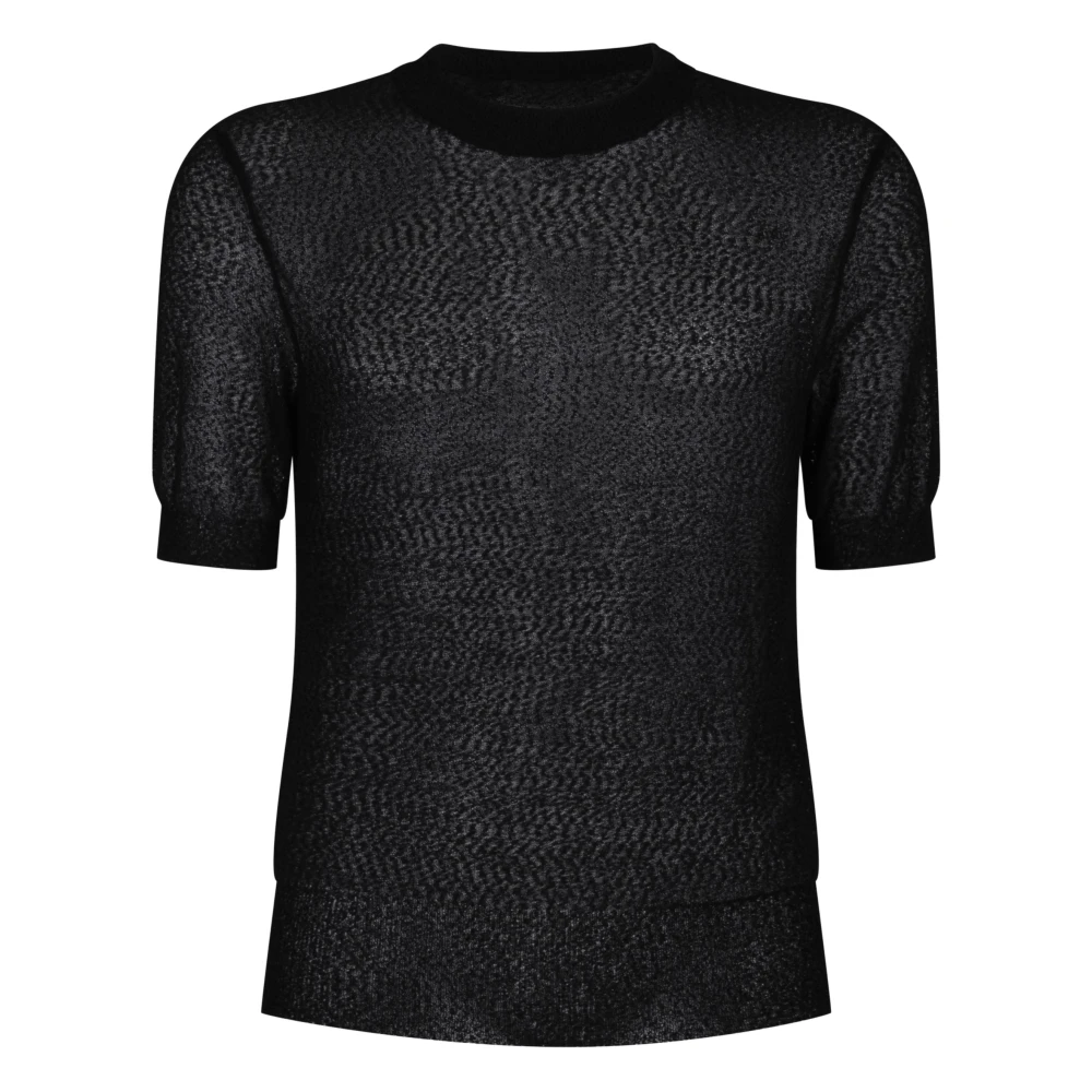 Ami Paris Svart Crewneck T-shirt Semitransparent Kort Ärm Black, Herr