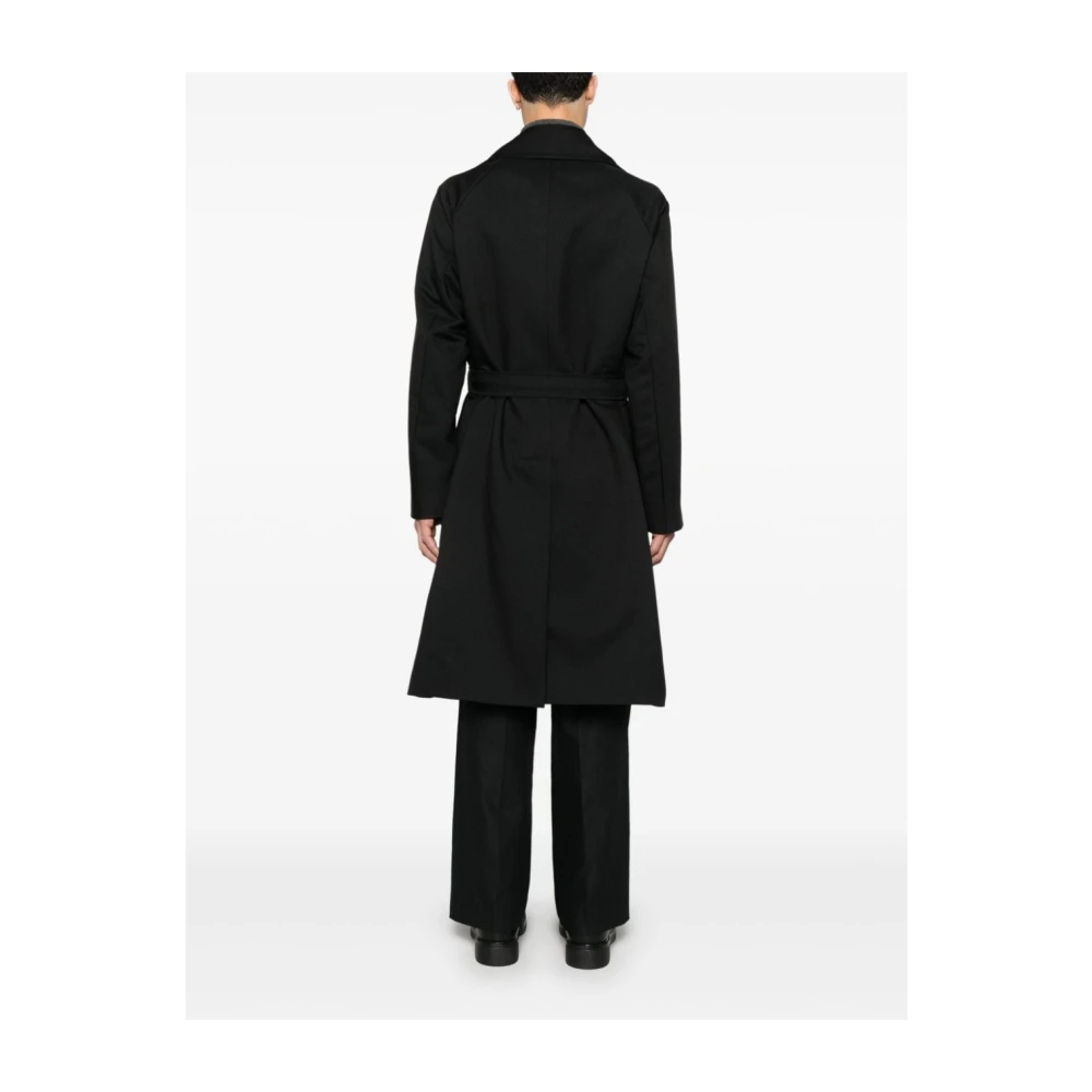 Hevo Zwarte double-breasted jas met riem Black Heren