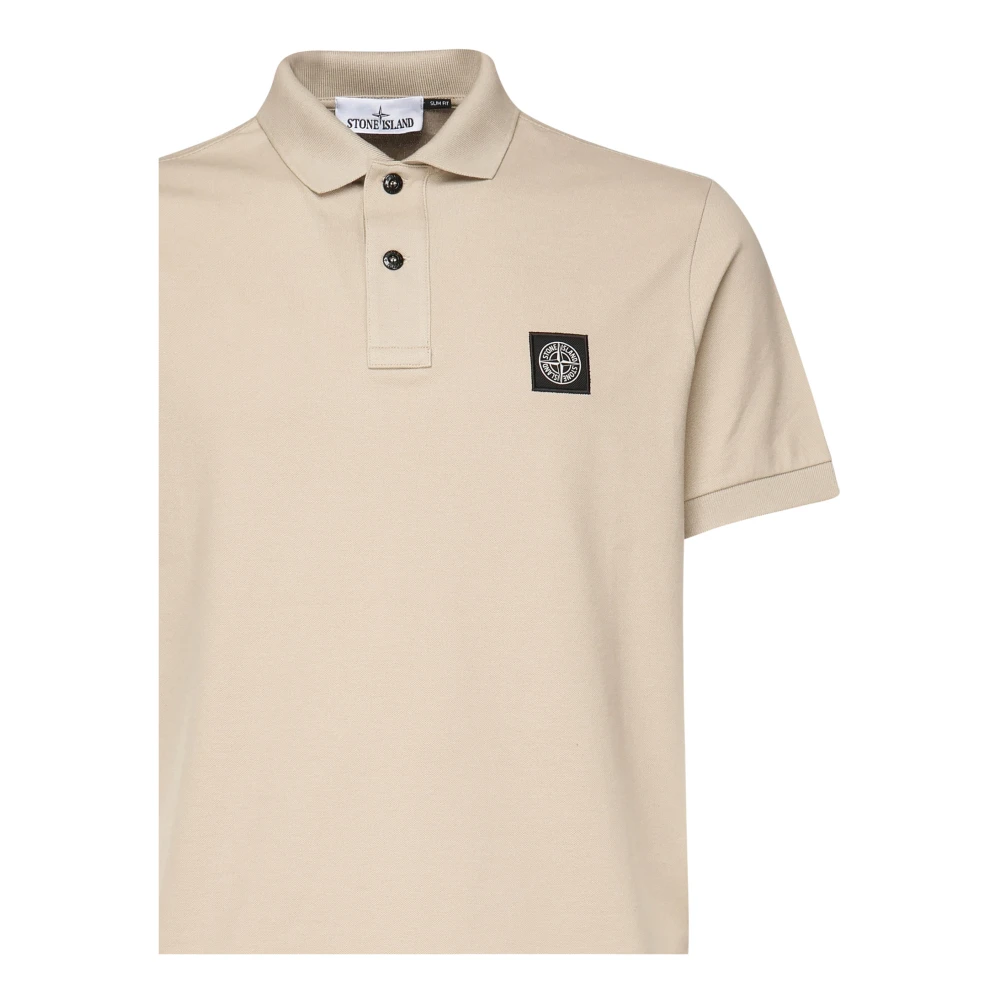 Stone Island Beige Polo Shirt met Logo Patch Beige Heren