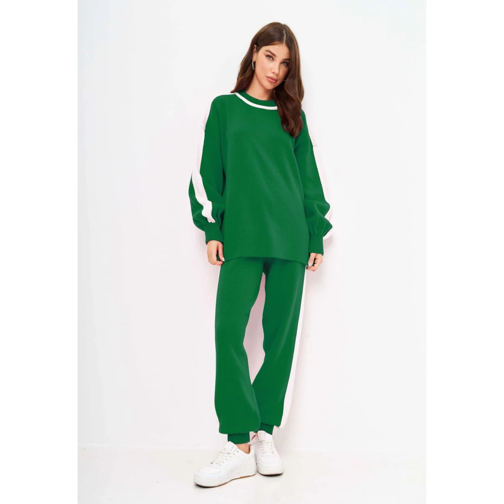 Cesare Gaspari CG Gebreide Jogger set Groen Green Dames