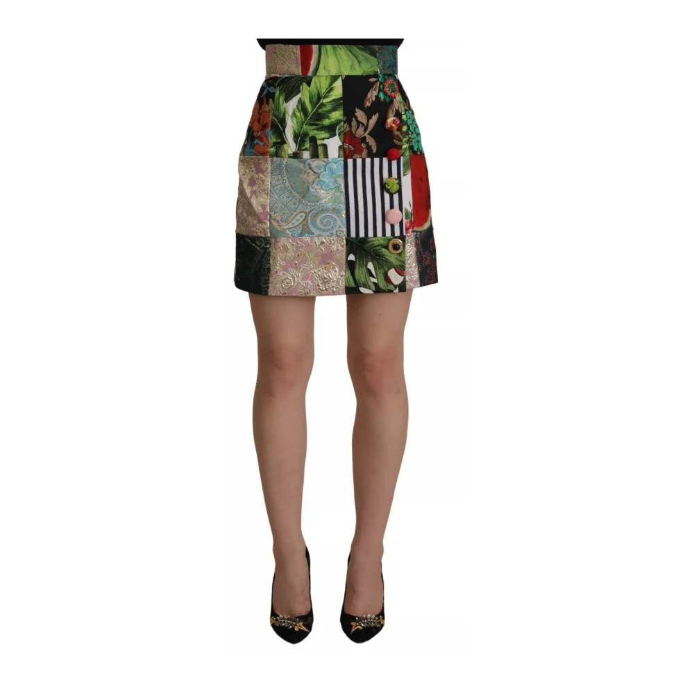 Dolce & Gabbana Women's Multicolor Short Skirts, 2XS, Patchwork A-Line Mini Skirt
