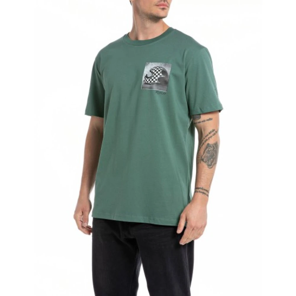 Replay Stijlvolle T-shirt Green Heren