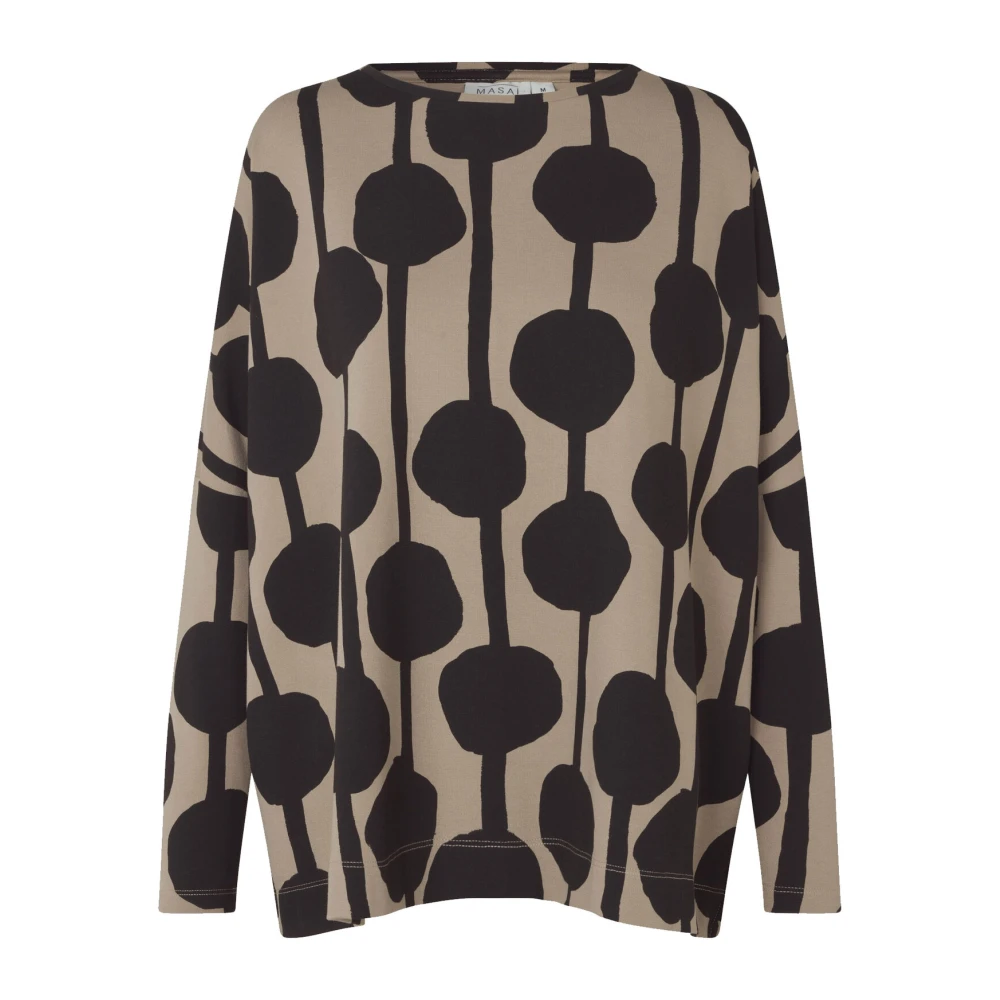 Masai Gestreepte Top & T-Shirt Geroosterde Cashewnoot Black Dames