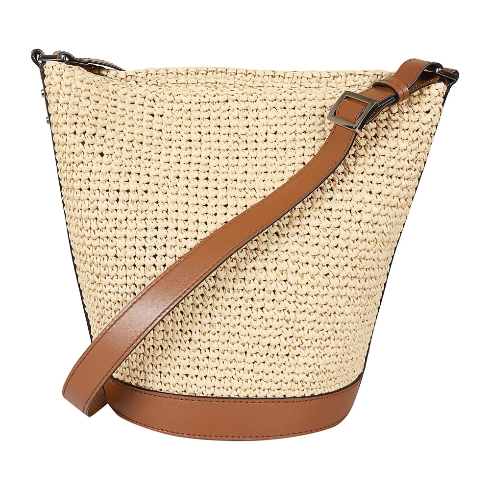 Michael Kors Strooien Emmertas met Witte Leren Details Brown Dames