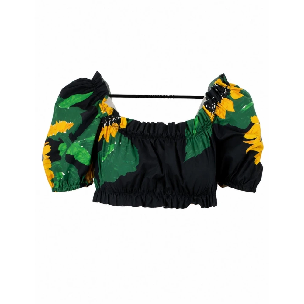 Moschino Women's Multicolor Blouses, S, Printed Cotton Poplin Crop Top