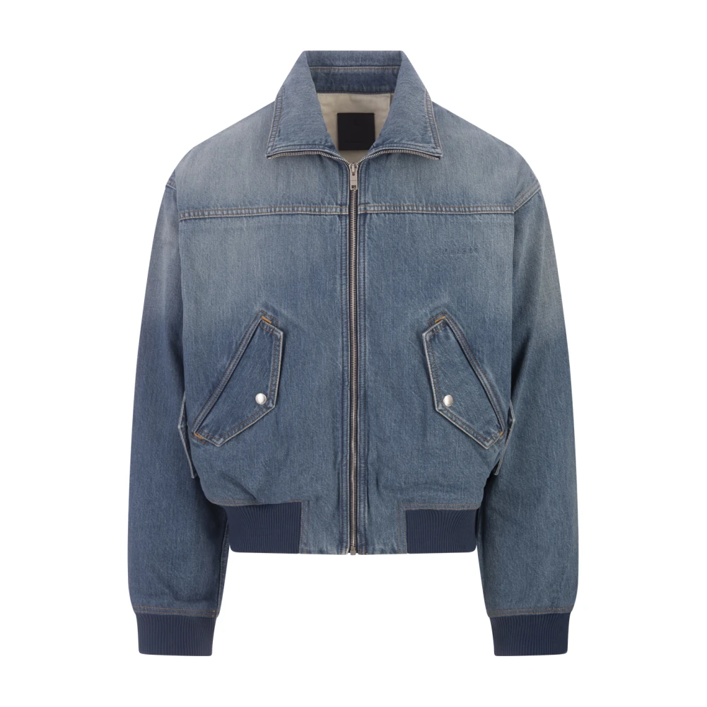 Givenchy Blå Denim Bomberjacka Blue, Herr