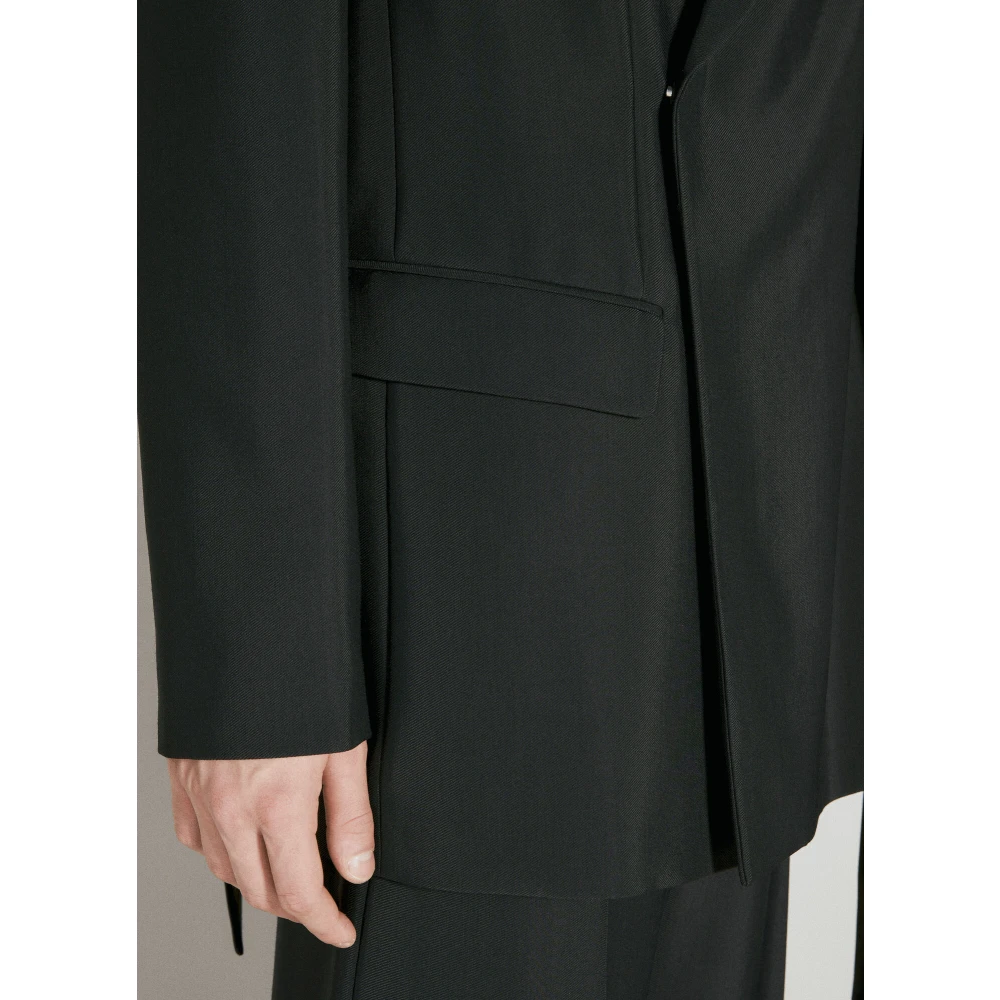 Mugler Getailleerde blazer met geïntegreerde sjaal Black Heren