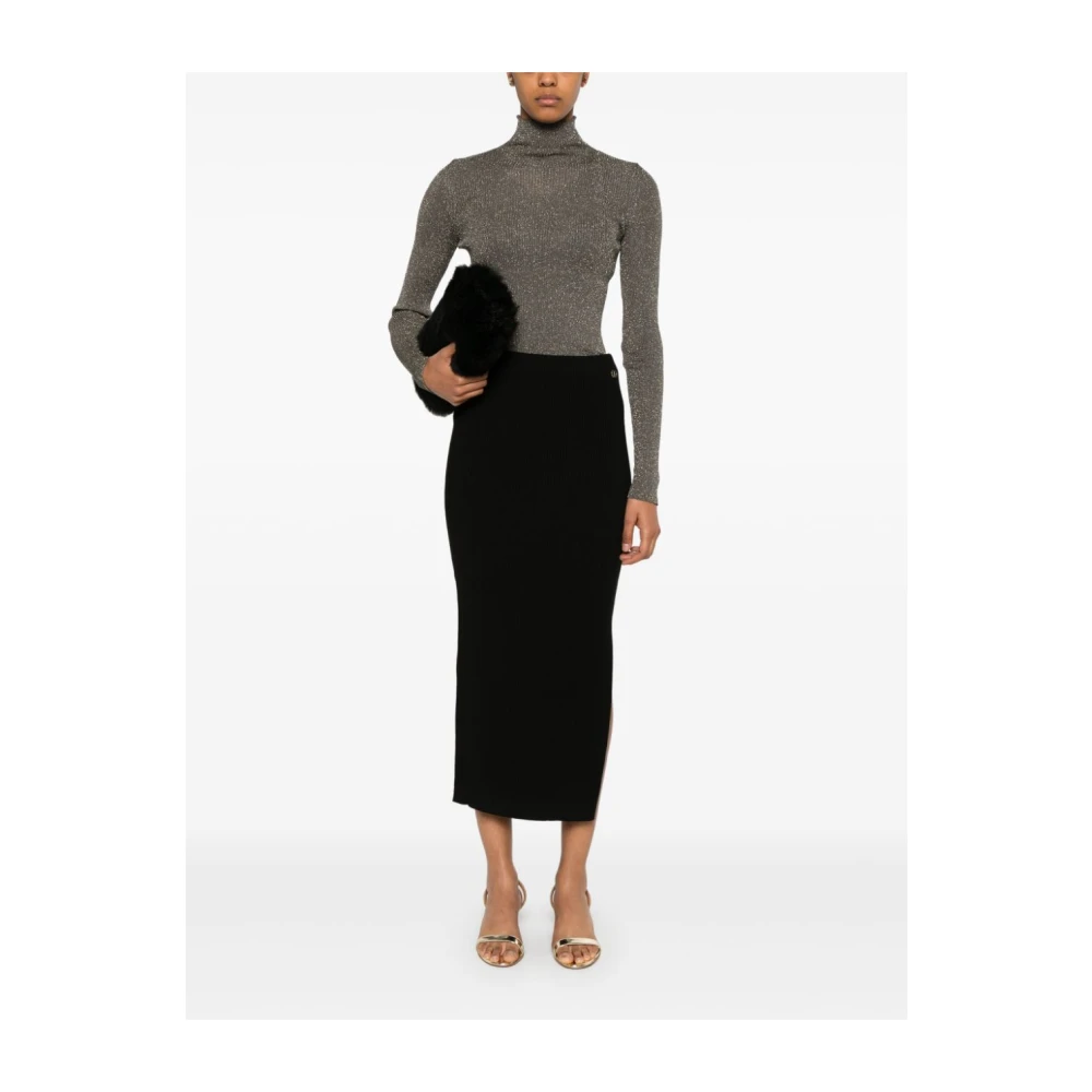 Twinset Geribbelde Gebreide Zwarte Rok Black Dames