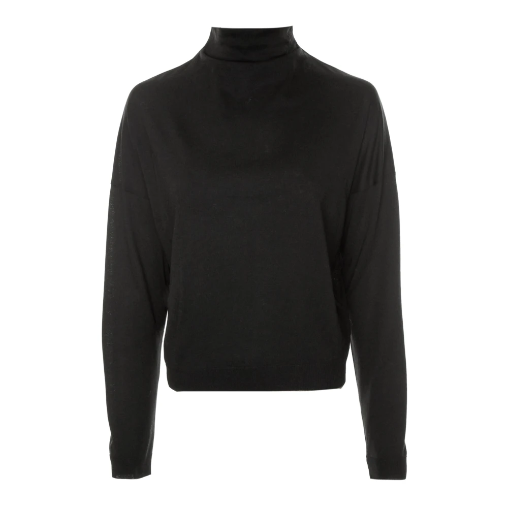 Drykorn Relaxed Fit Longsleeve met vallende kraag Black Heren
