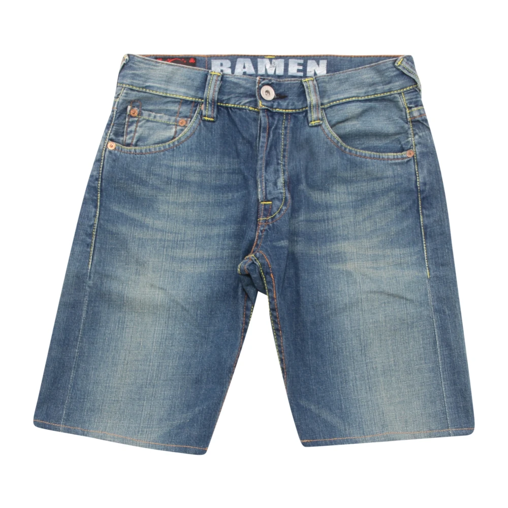 Evisu Blue Bermuda Shorts In Denim - Male - Denim Shorts - W29 - Shorts