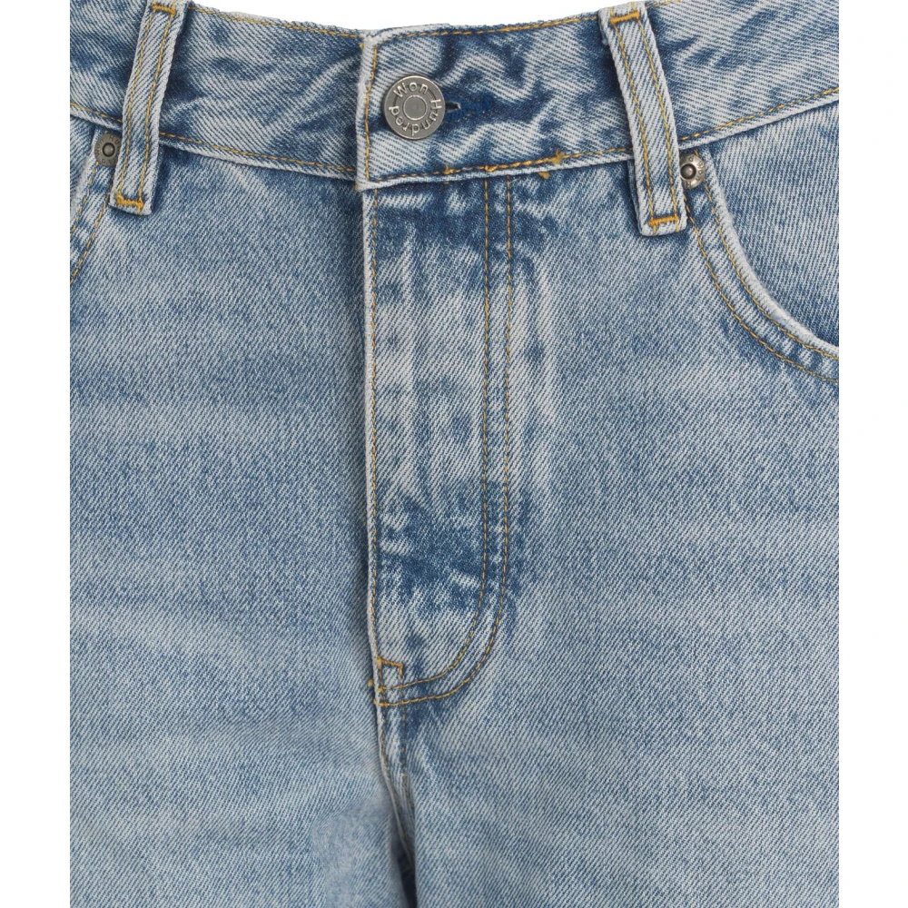 Won Hundred Blauwe Straight Fit Jeans Chic Logo Blue Dames