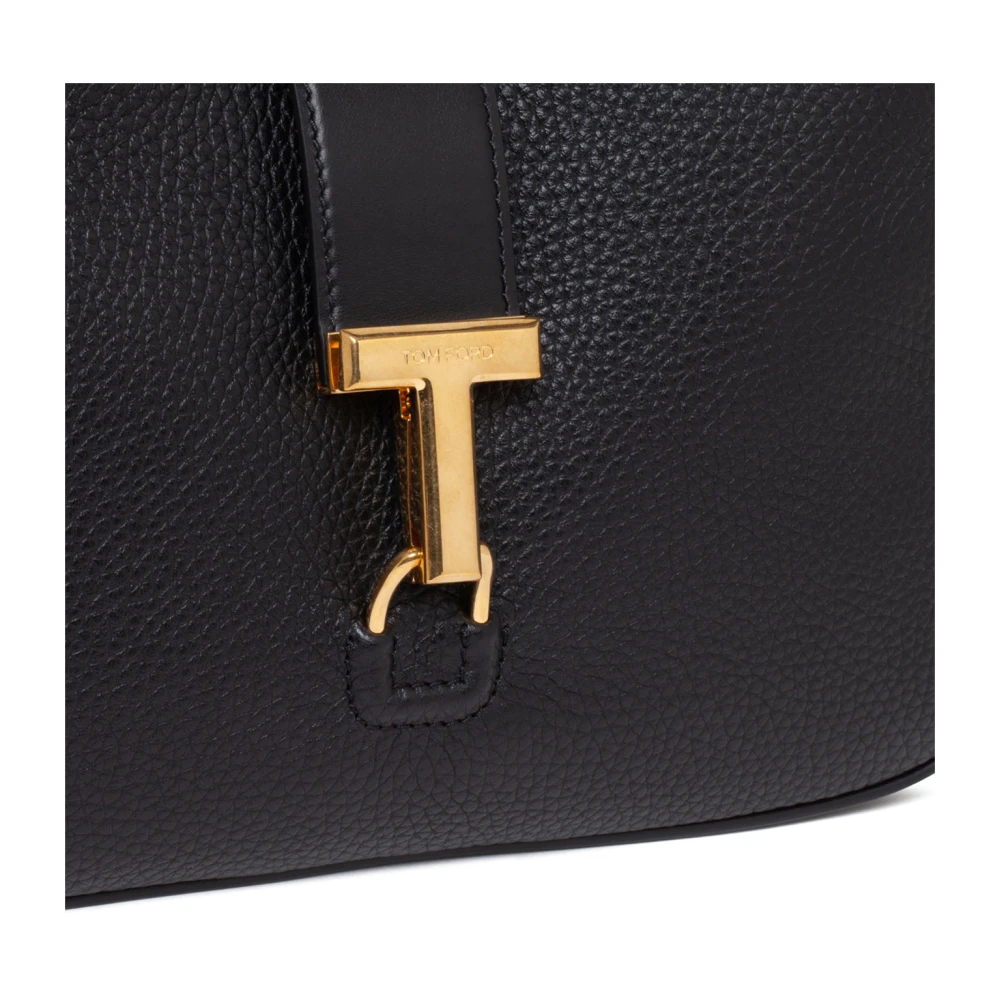 Tom Ford Zwarte Monarch Hobo Tas met T-Roze Sluiting Black Dames