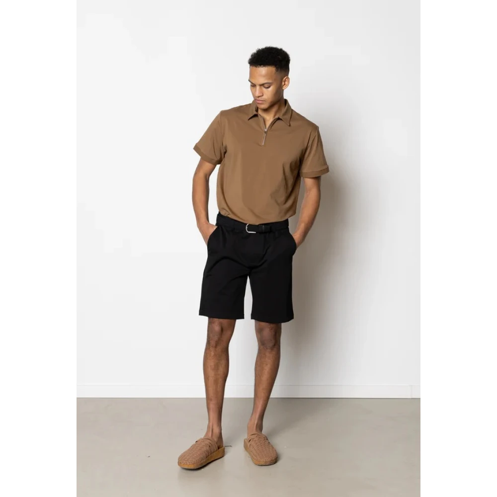 Clean Cut Casual Jersey Shorts met Rits Black Heren