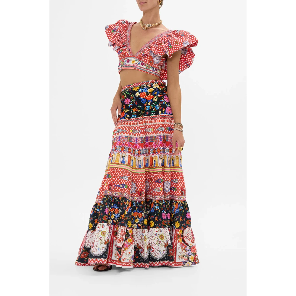 Camilla Portugees Folklore Ruffle Wrap Top Red Dames