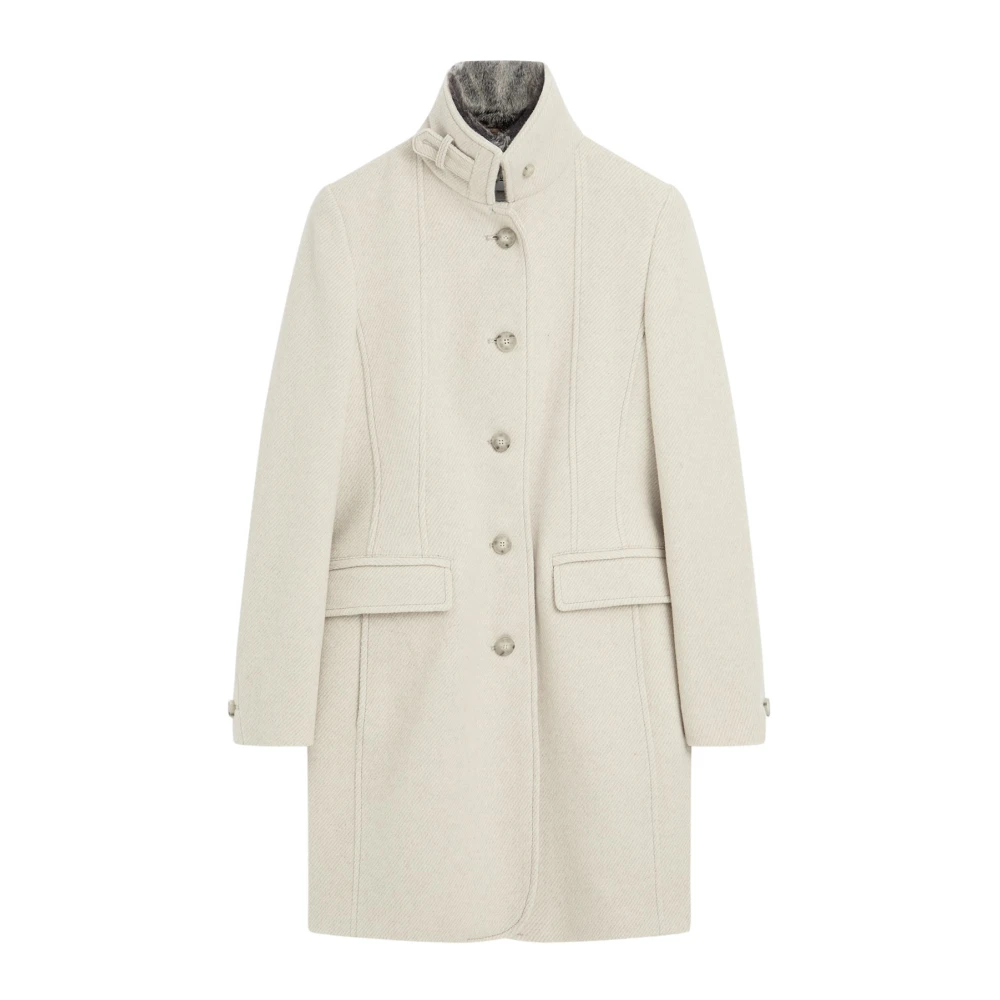 CINQUE Urban Stand-Up Collar Coat met Faux Fur Beige Dames