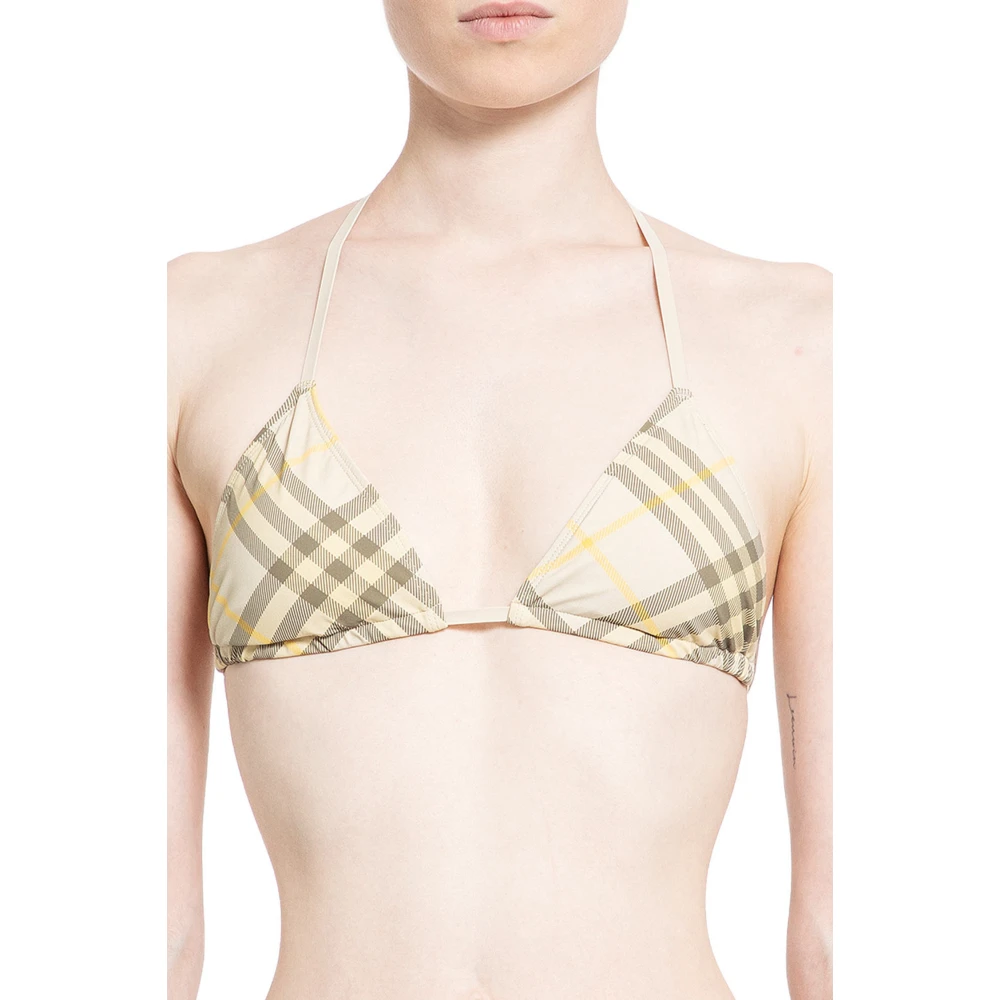 Burberry Tarwe Handtekening Halternek Bikini Top Beige Dames