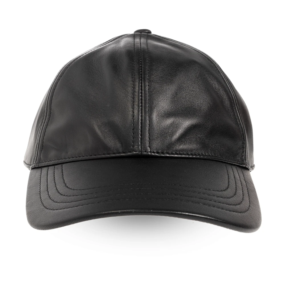 Diesel Leather baseball cap with embossed logo Black Heren