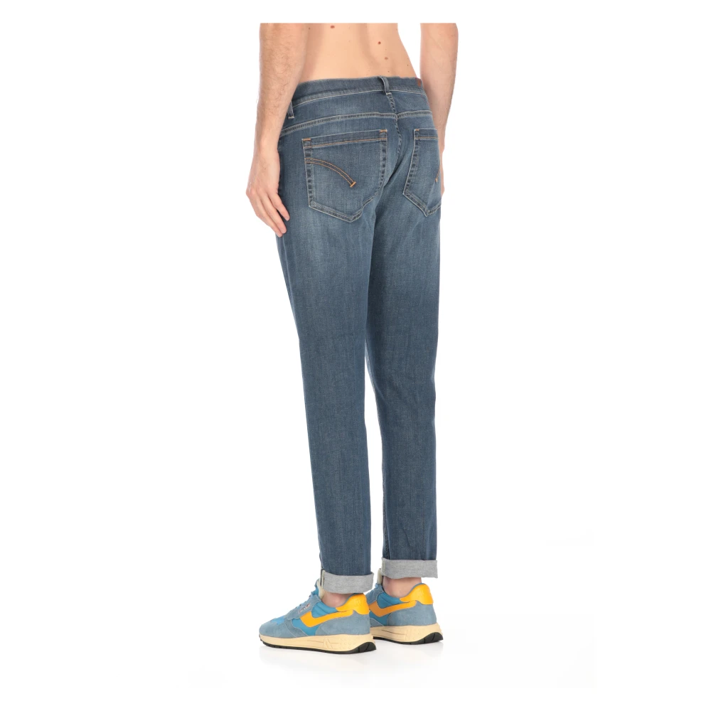 Dondup Blauwe Skinny Jeans met Metalen Monogram Blue Heren