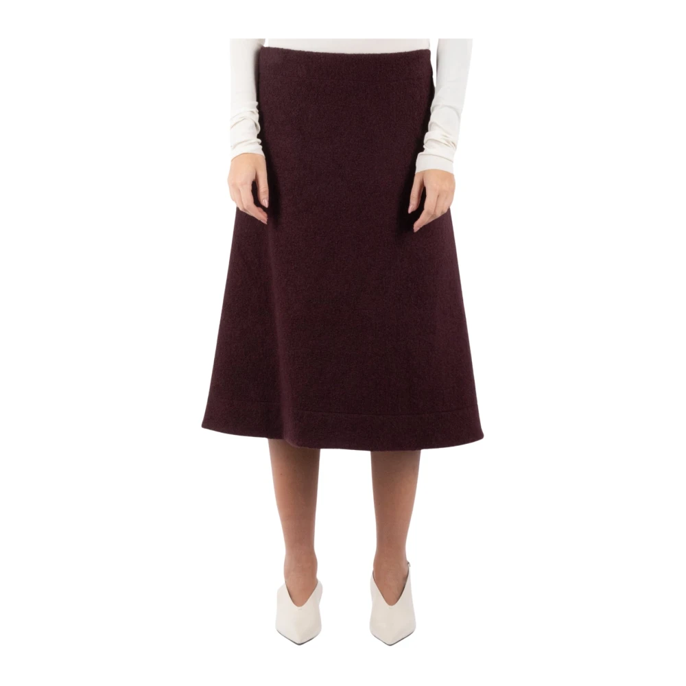 Jil Sander Bourgondische Wollen Rok Red Dames