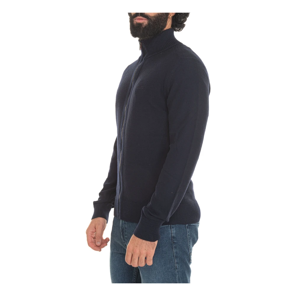 Boss wollen vest met ritssluiting Blue Heren