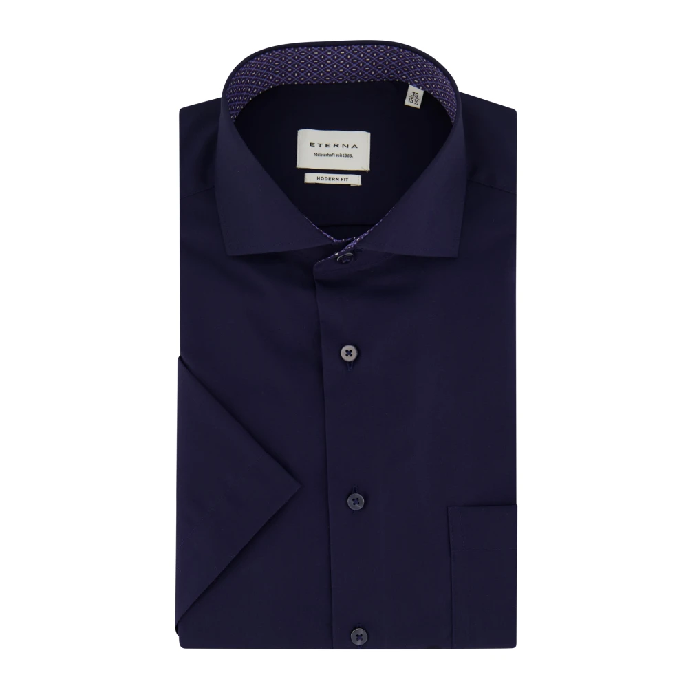 Eterna Donkerblauw korte mouw zakelijk overhemd Blue Heren