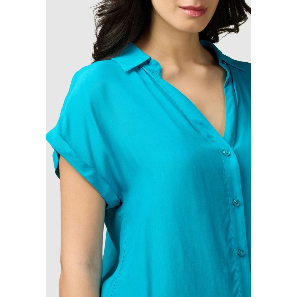 Oltre Viscose Kimono Mouw Blouse Blue Dames