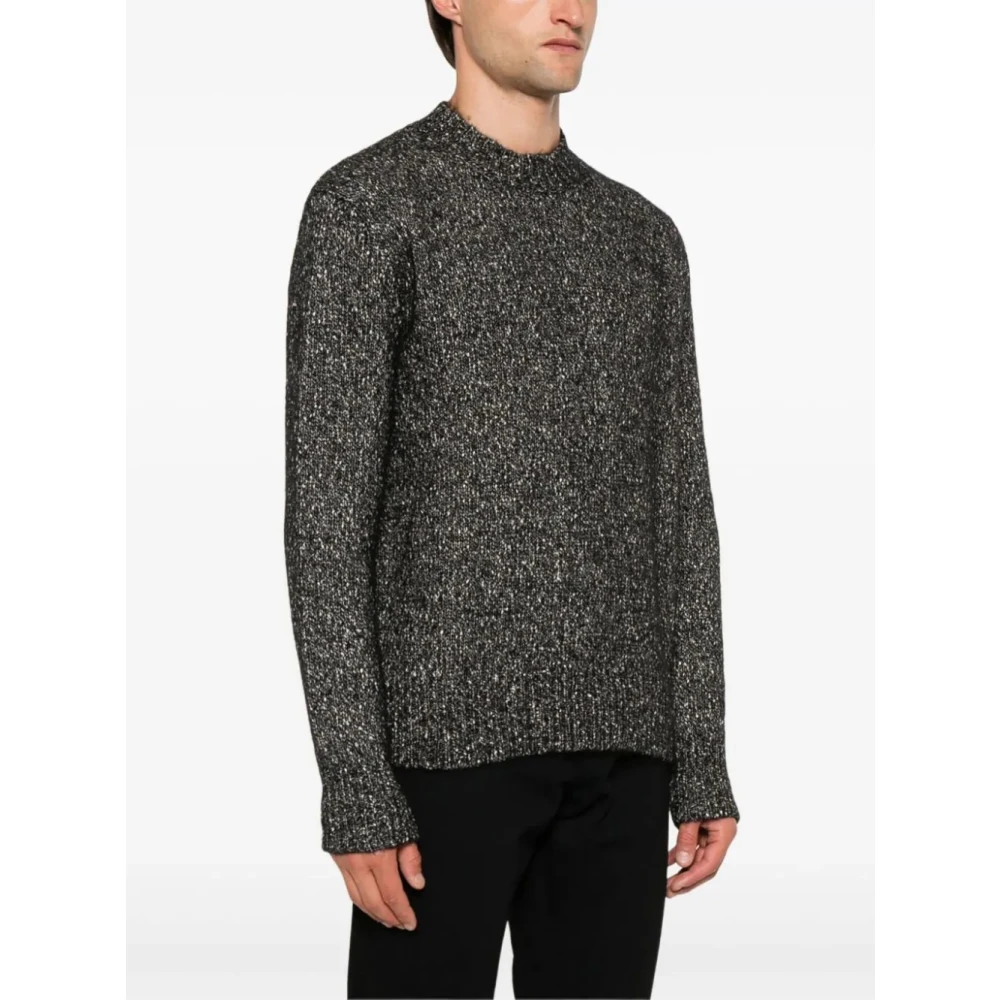 Lardini Zwarte trui met mêlee kraag Black Heren