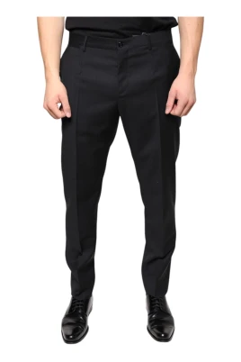 Svarta ull Skinny Dress Pants