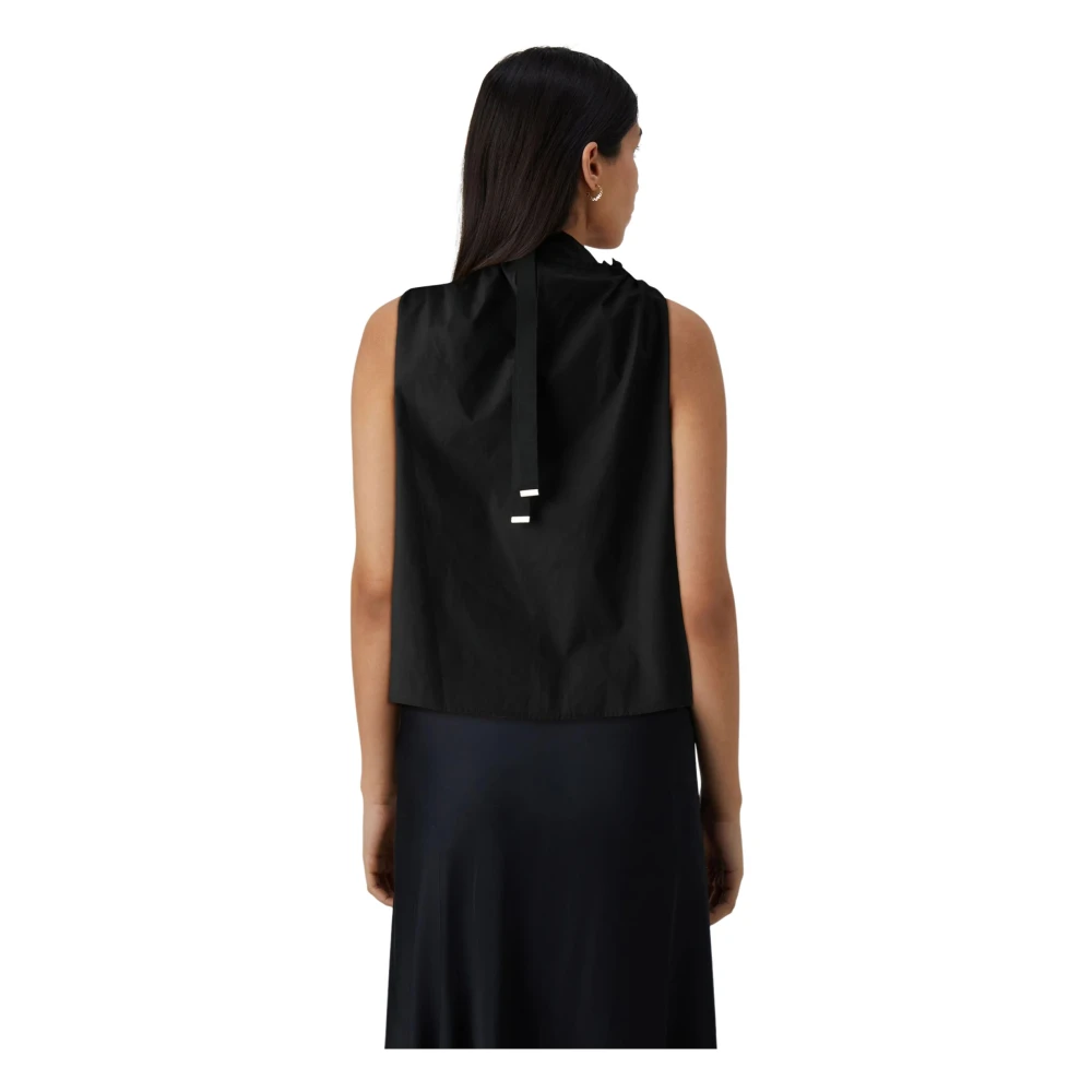 pinko Zwarte Mouwloze Katoenen Top Black Dames