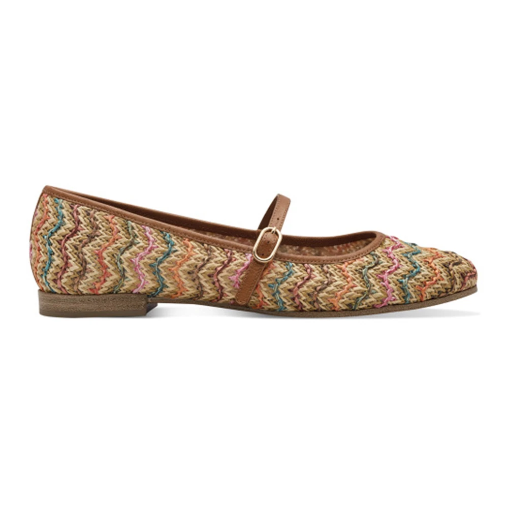 Tamaris Women's Multicolor Colorful Boho Ballerinas With Zigzag Patterns