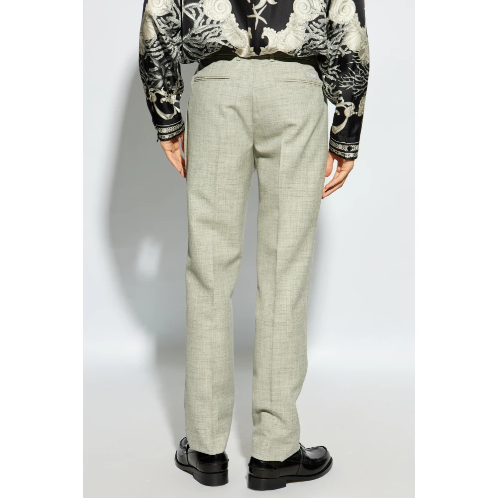 Versace Wollen broek met vouw Gray Heren