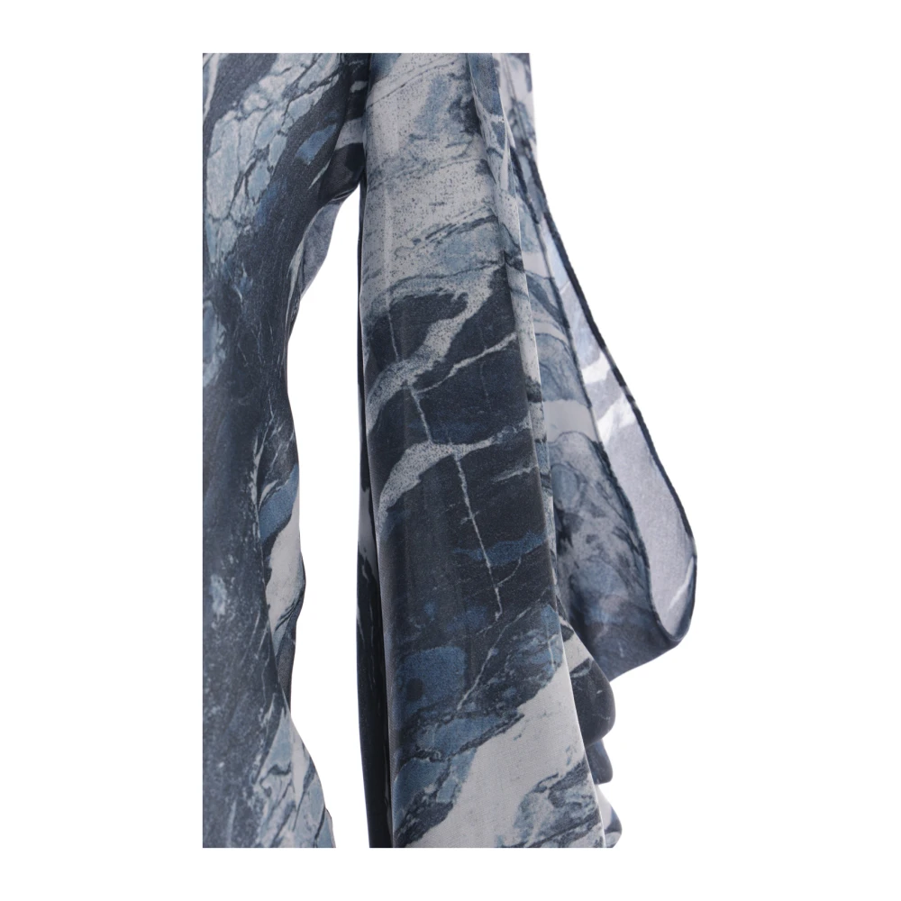 Roberto Cavalli Jurk van lange zijde met marmerprint Blue Dames