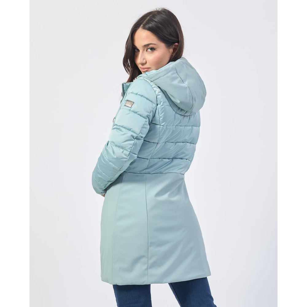 YES ZEE Groene gewatteerde jas met capuchon Green Dames