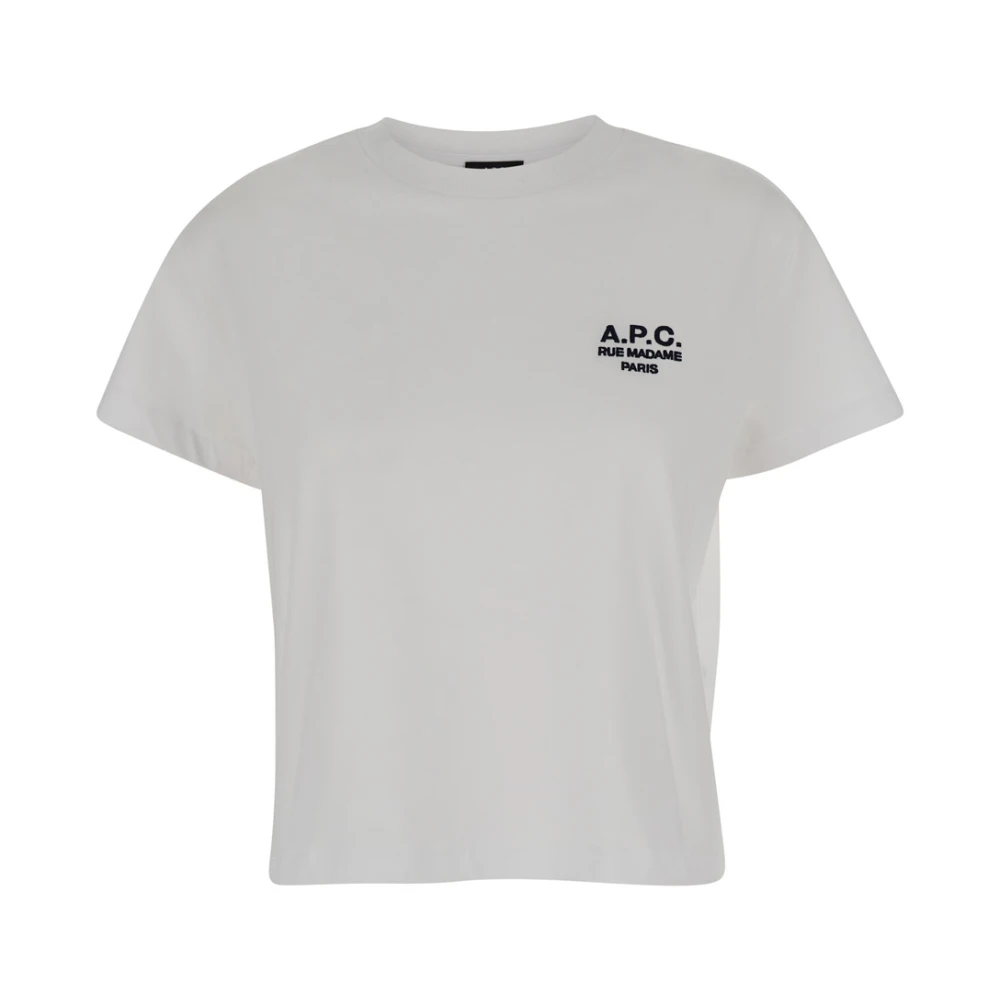 A.p.c. Witte Boxy Fit T-Shirt met Geborduurd Logo White Dames