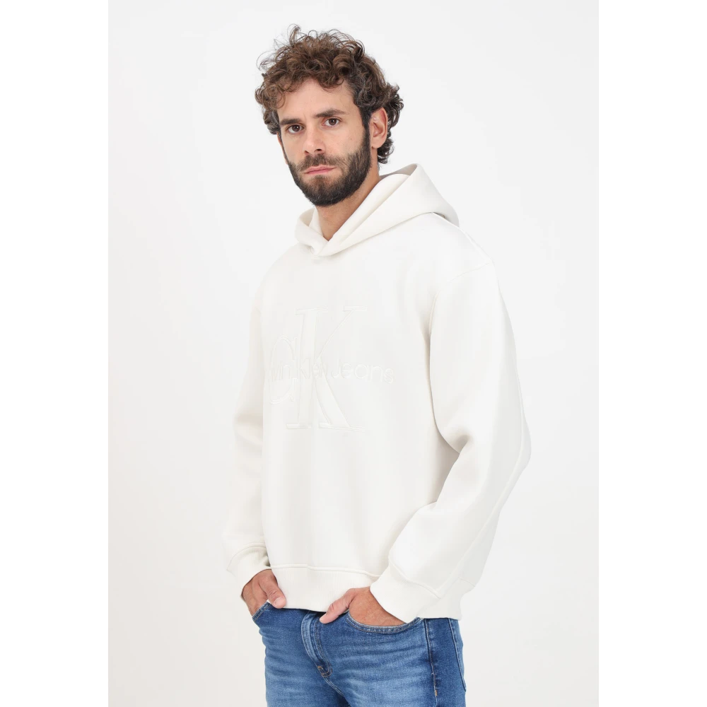 Calvin Klein Jeans Witte hoodie met monogramlogo White Heren