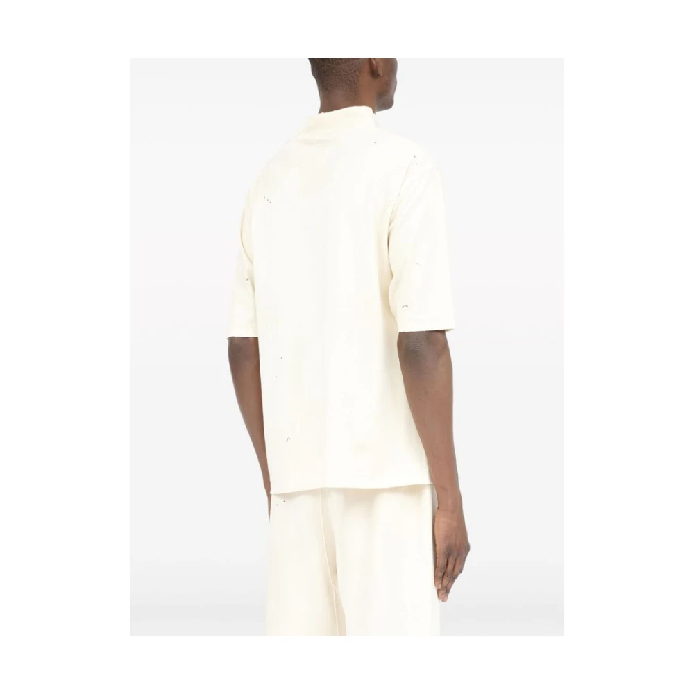 Maison Margiela Mock Neck Logo Print T-Shirt White Heren