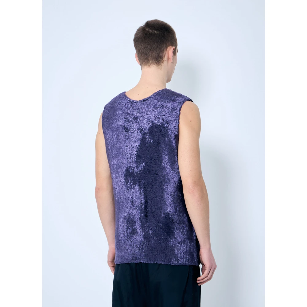 Dries Van Noten Fluffy Gebreide Top Purple Heren