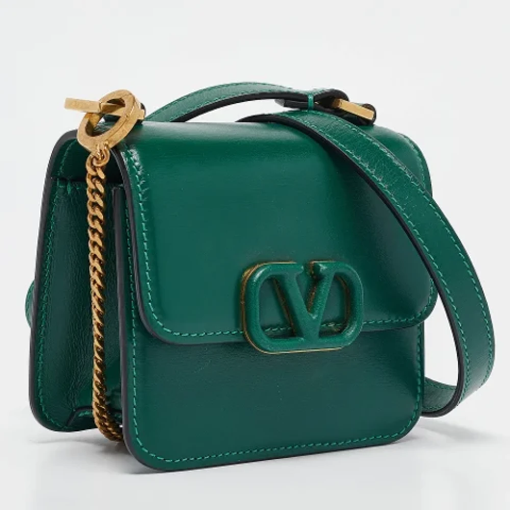 Valentino Vintage Pre-owned Leather shoulder-bags Green Dames