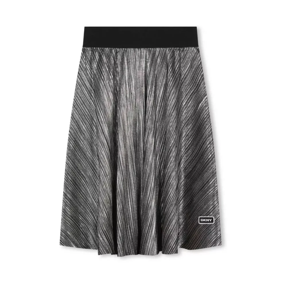 Dkny Barn Metallisk Plisserad Kjol med Logotyp Gray, Flicka