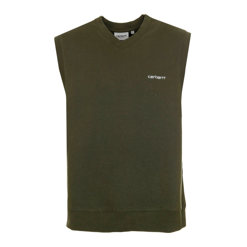 Carhartt Wip Script Vneck Vest Sweater Green, Herr