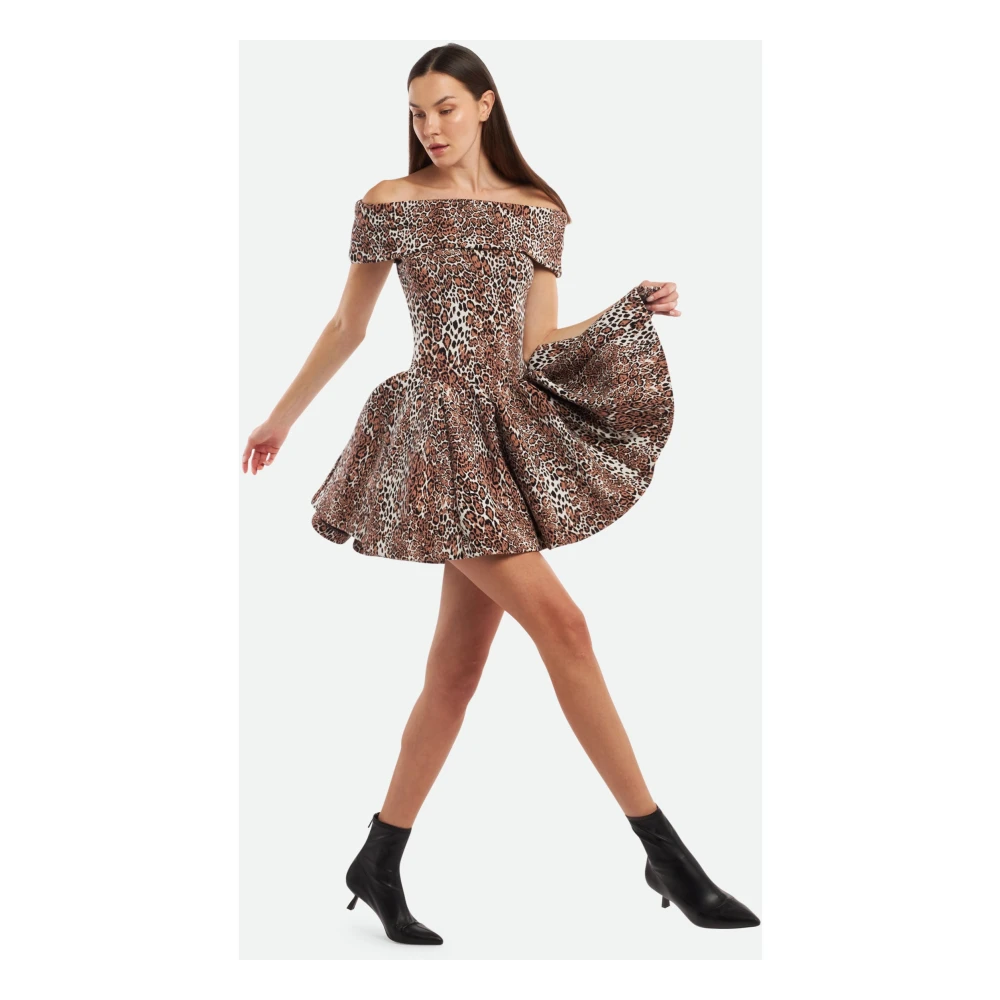 Elisabetta Franchi Luipaardprint Geplooide Mini Jurk Multicolor Dames