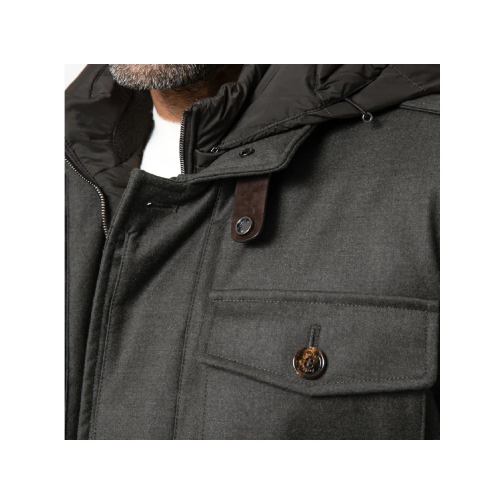 Moorer Donkergroene Hoodie Windjack Green Heren