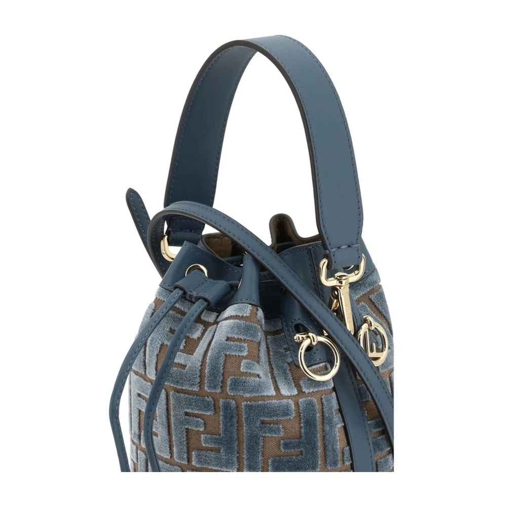 Fendi Fluweel Geborduurde Bucket Bag met Leren Details Multicolor Dames