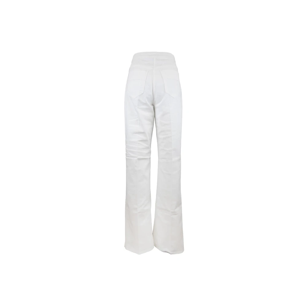 Elisabetta Franchi Ritssluiting Knoop Wijde Pijp Jeans White Dames