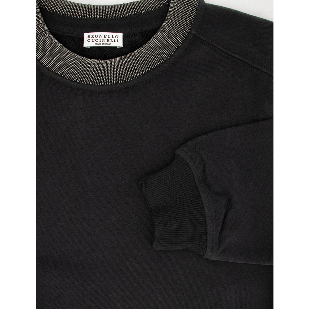 BRUNELLO CUCINELLI Elegante Juweel Geborduurde Gebreide Shirt Black Dames