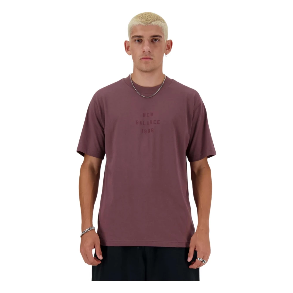 New Balance Iconische Collegiale T-shirt Pink Heren
