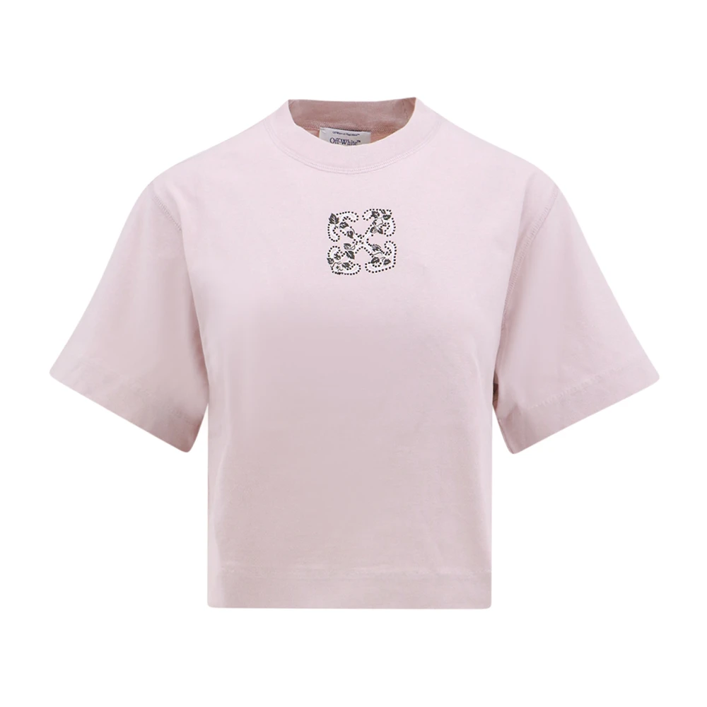 Off White Roze T-shirt met pijlprint Pink Dames